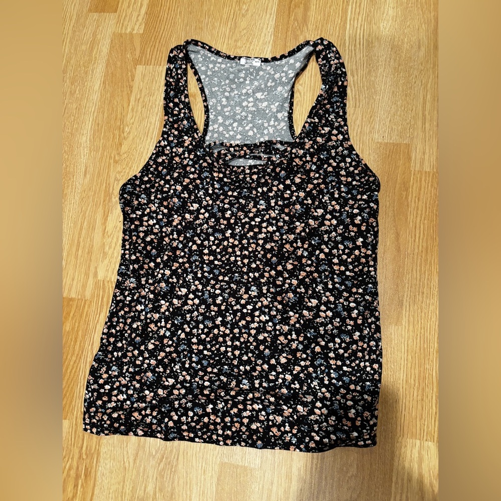 Ardene Black Floral Tank Top